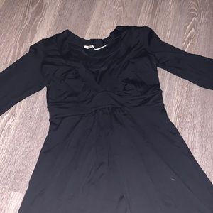 Susana Monaco Black V Neck Long Sleeve Stretchy Dress Large